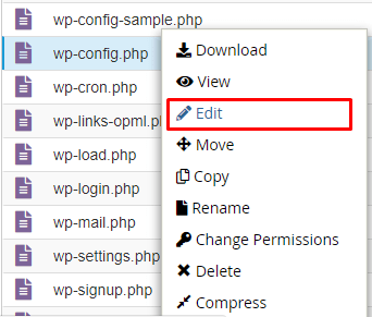 edit wp-config.php