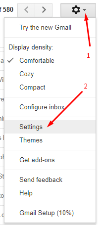 gmail settings gear