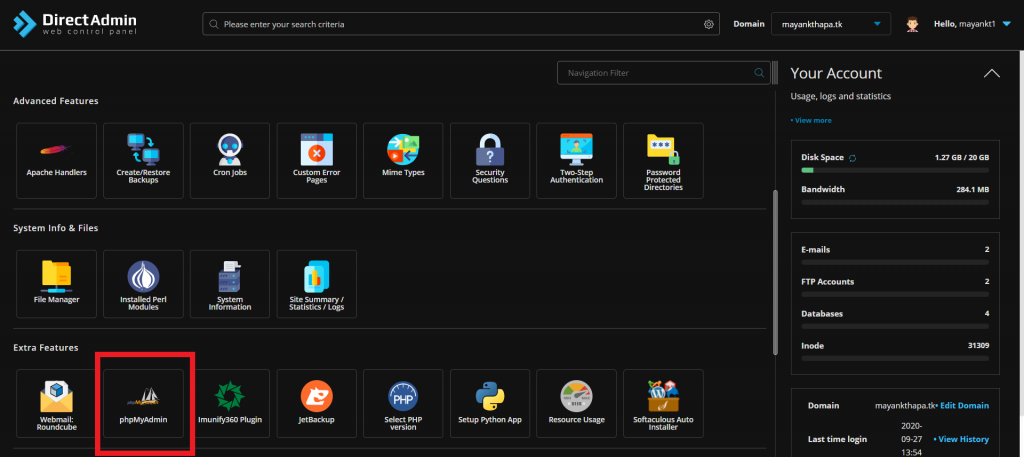 Guide to login phpMyadmin on DirectAdmin server | BaseZap